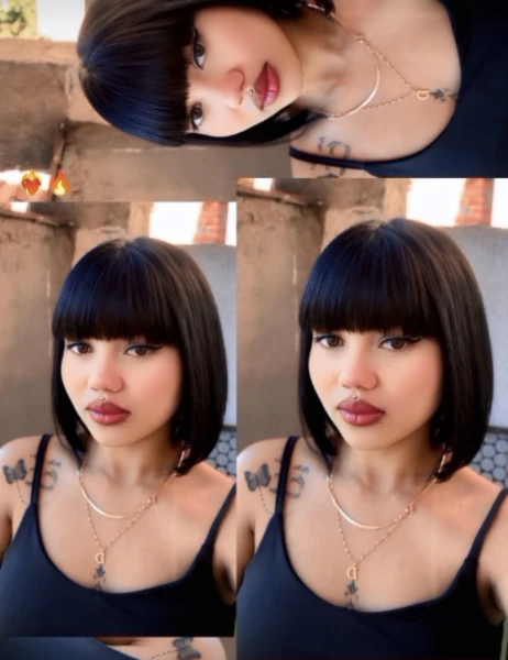 Uma novinha dos cabelos pretos olhos mel corpos de angel peitos grandes e duros bocas carnudas 